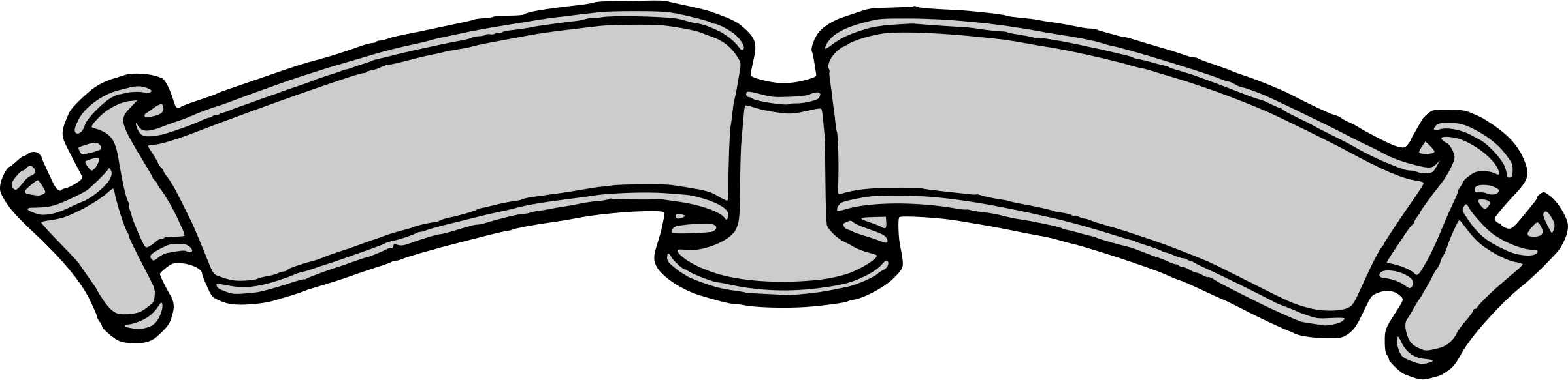 Ribbon Clipart Black And White - Black And White Ribbon Banner Clipart (2400x583), Png Download