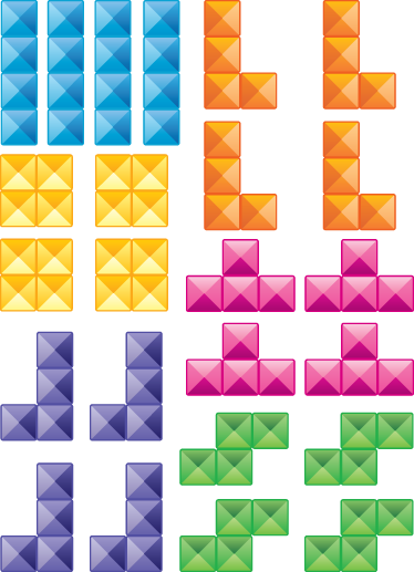 Tetris Pieces Decorative Sticker - Tetris Couleur (374x517), Png Download