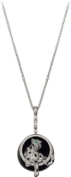 Panthère De Cartier Necklace - Cartier Diamond Panther Necklaces (240x599), Png Download