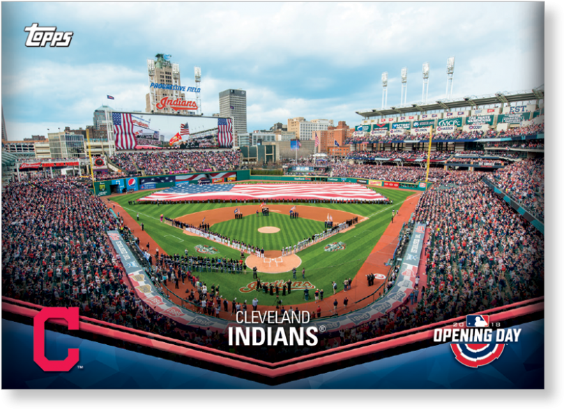 Cleveland Indians 2018 Topps Opening Day Baseball - Cleveland Indians Highland Mint 12" X 20" Signature (1440x975), Png Download