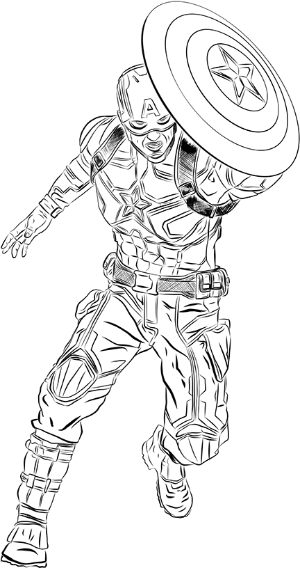 Captain America Digital Illustration On Behance - Captain America (1200x900), Png Download