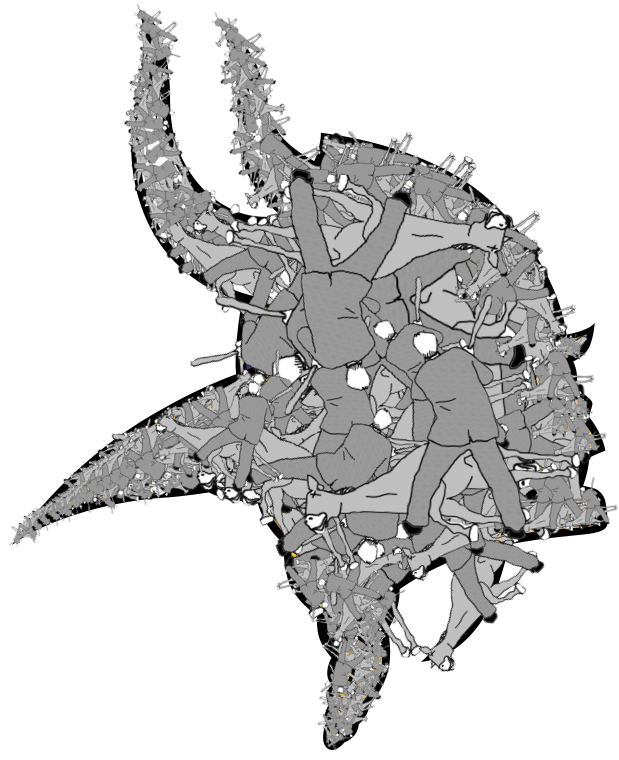 Vikings Logo But It's Made Out Of A Guy Beating A Dead - Illustration (625x768), Png Download