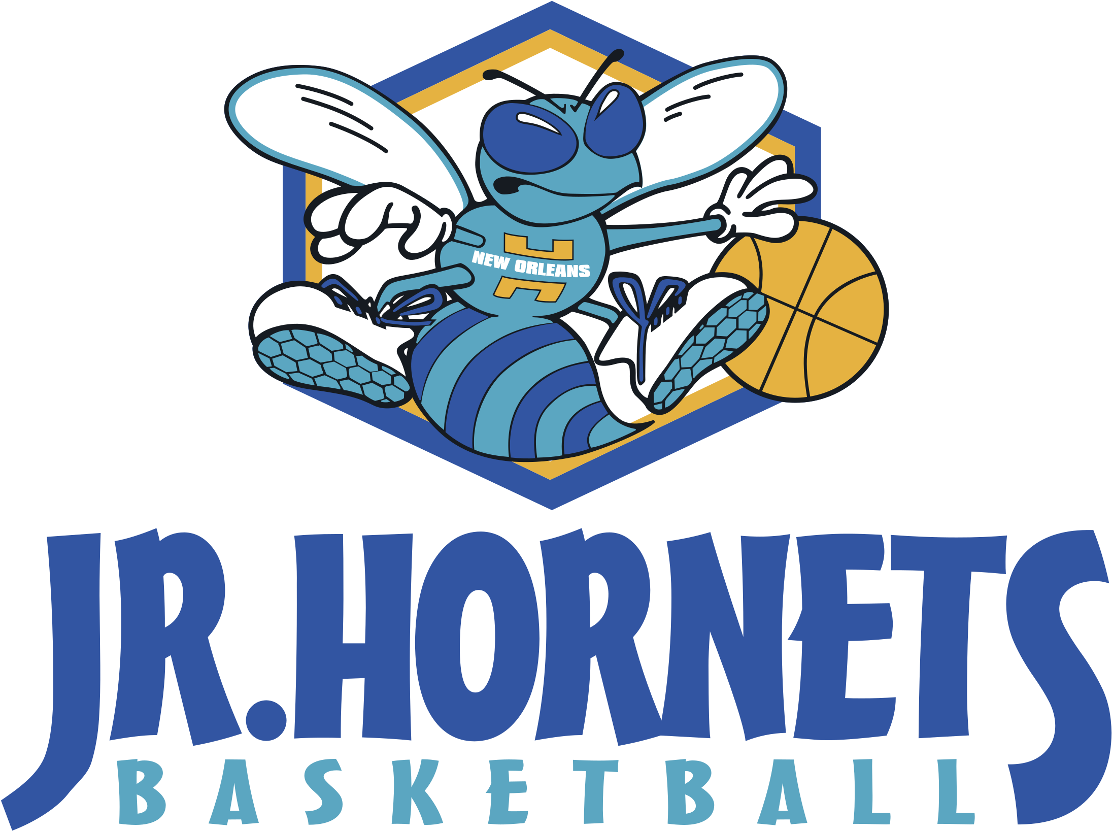 Jr Hornets Basketball Logo Png Transparent - New Orleans Hornets (2400x2400), Png Download