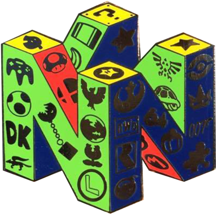 N64 Super Fan Logo Black Nickel Hat Pin - Wooden Block (480x480), Png Download