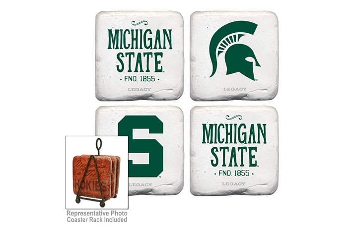 Michigan State Spartans Vintage Logo 4 Pack Tumbled - Ohio State Buckeyes 4 Inch By 4 Inch Coaster Set (700x1000), Png Download
