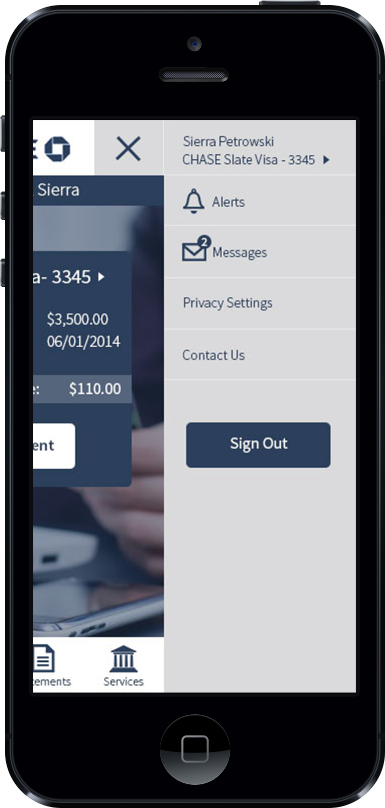 Responsive Credit Card Management - Chase Mobile For Credit Card (807x1631), Png Download