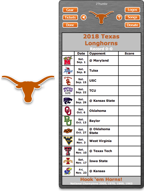 Texas Longhorns Football Season 2018 Footballupdate - Cu Football Schedule 2018 (574x760), Png Download