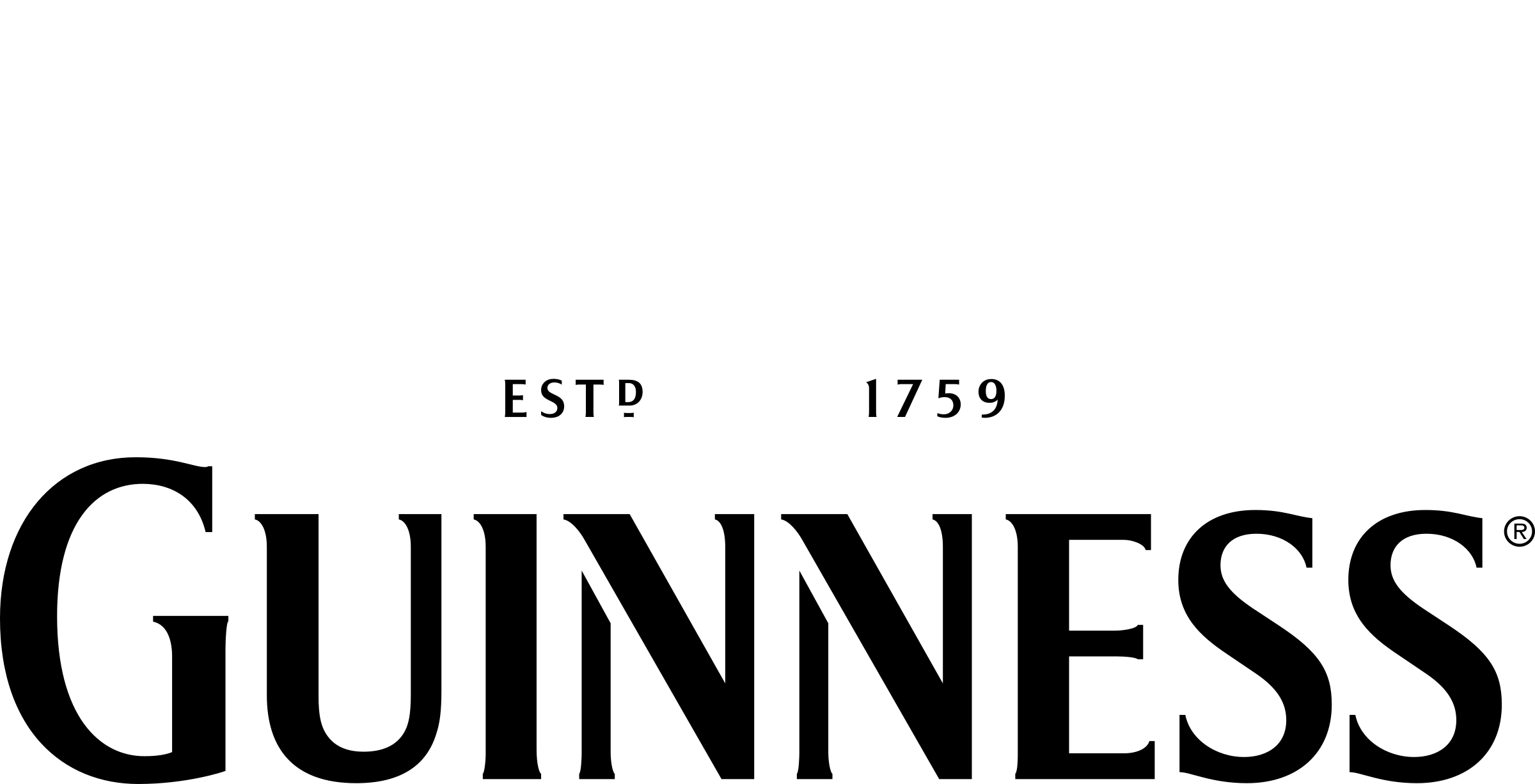 Guinness Logo Black And White - Guinness Beer (2400x1226), Png Download