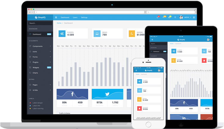 Bootstrap Admin Template - Html Admin Template Vue (750x431), Png Download