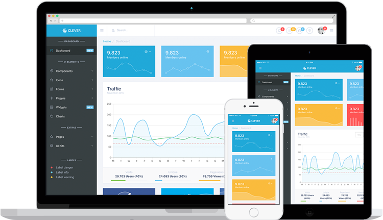 Clever - Mobile Admin Template (750x431), Png Download