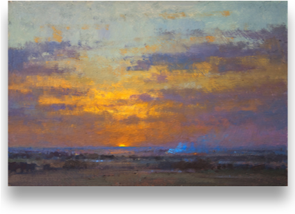 Sunset Across Thee Marshes Oil On Board 8 X 12 Inches - Inch (423x327), Png Download