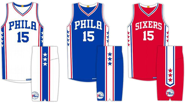 Philadelphia 76ers Current Uniforms - Philadelphia 76ers Home Jersey (600x334), Png Download