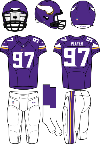 Minnesota Vikings - New York Jets Home Uniform (348x500), Png Download