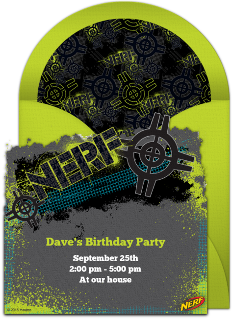 Nerf Target Online Invitation - Nerf Invitations (650x650), Png Download