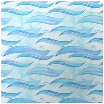 Blue Sea Waves Seamless Pattern - Watercolor Painting (400x400), Png Download