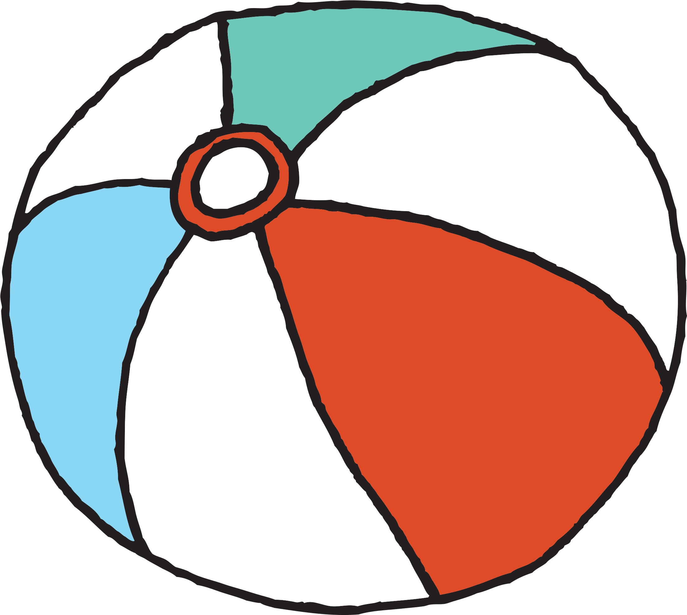Tattly Beach Ball Julia Rothman 00 V=1532012421 - Small Beach Ball Cartoon (3000x3000), Png Download