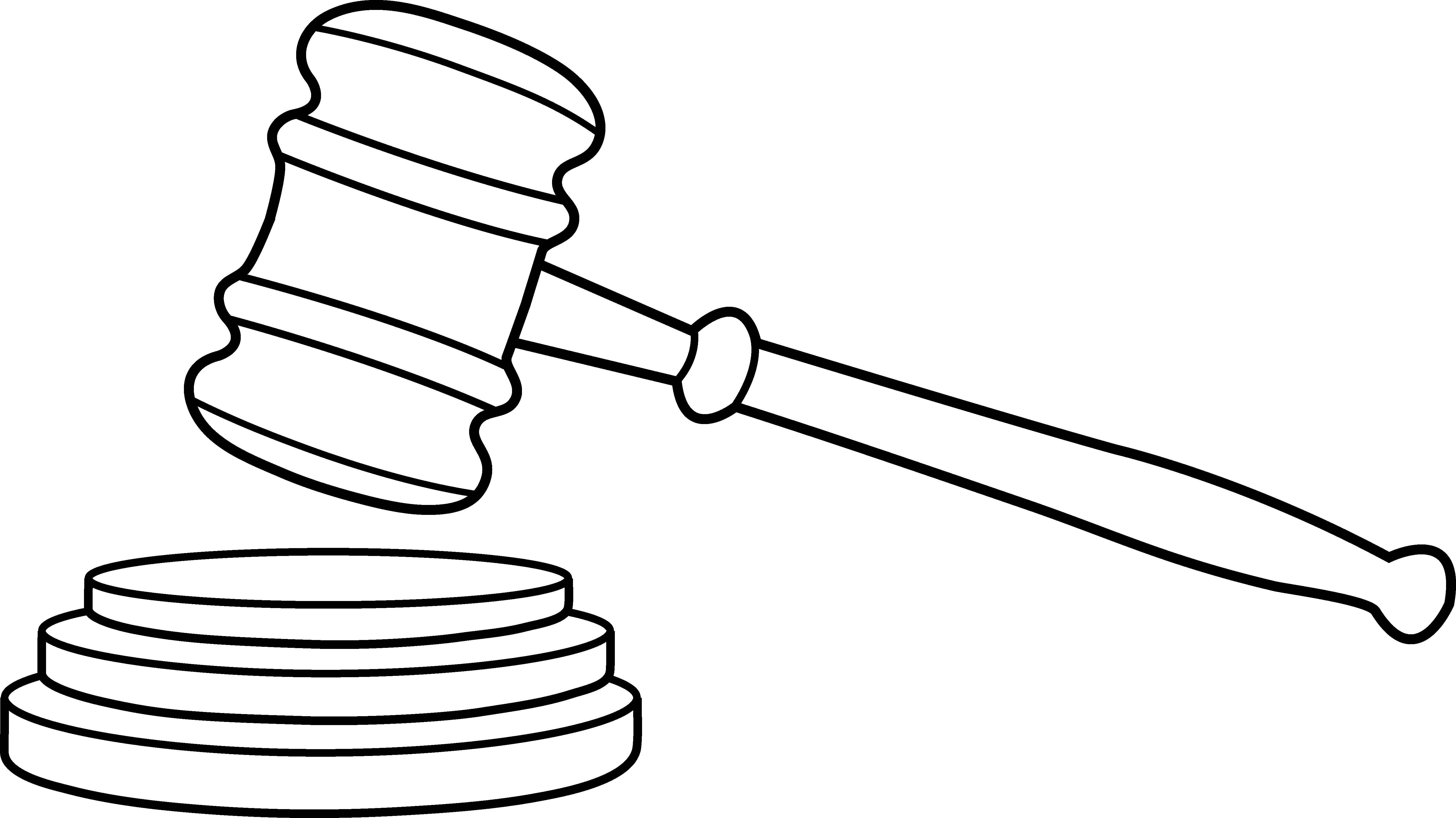 Gavel Images - Gavel Clipart Black And White (5565x3125), Png Download