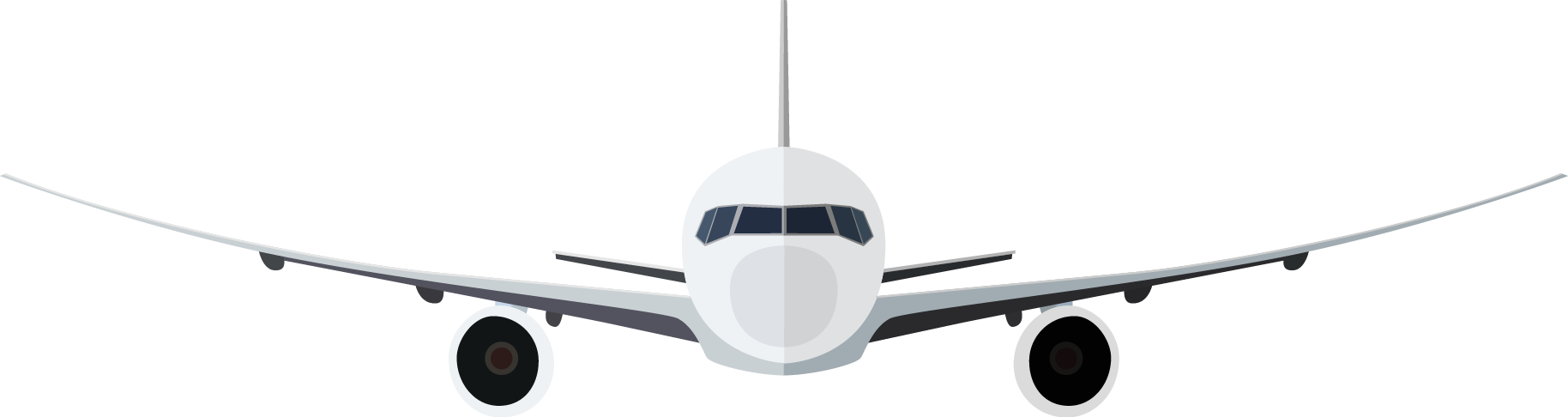 Airplane Free To Use Clip Art - Airplane Front View Png (1828x486), Png Download