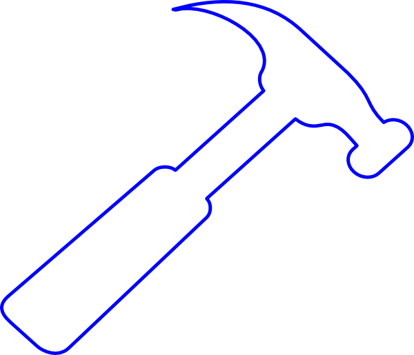 Blue Outline Hammer Svg Clip Arts 600 X 515 Px (600x515), Png Download