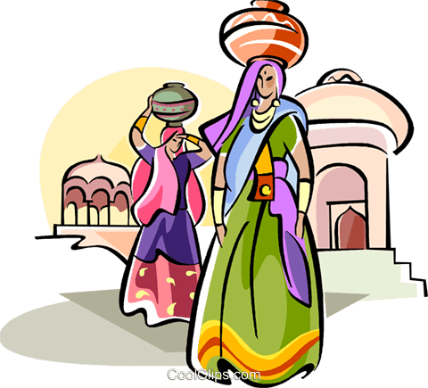 Indian Women Carrying Water - India Clipart Transparent Png (480x435), Png Download