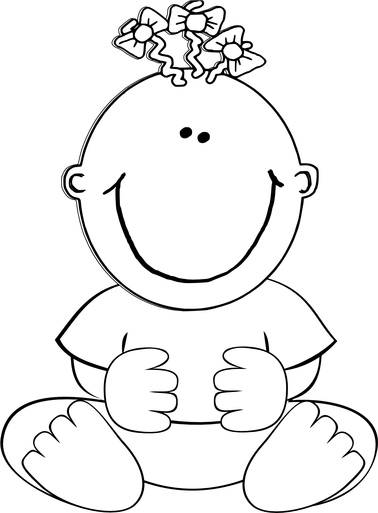 Baby Girl Sitting Black - Sitting Girl Clipart Black & White (1280x1764), Png Download
