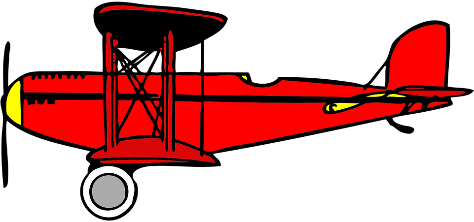 Airplane Clipart Biplane - Biplane Clipart (600x278), Png Download