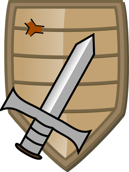 Sword And Shield Clipart - Animated Sword And Shield (444x595), Png Download