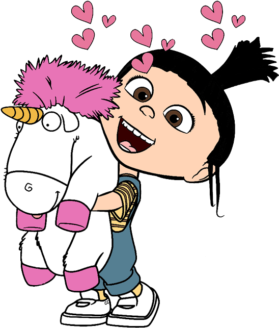 Agnes Hugging Fluffy Unicorn - Unicorn Agnes Despicable Me (558x648), Png Download
