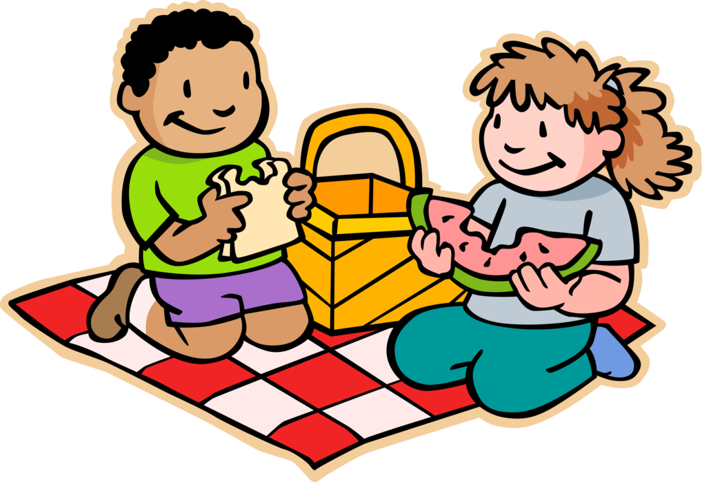 Boy And Girl Having A Picnic Royalty Free Vector Clip - Clipart Picnic (480x340), Png Download