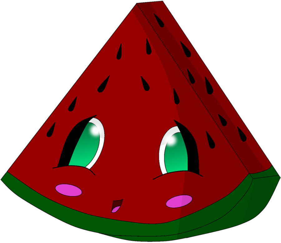 Watermelon Clipart Cut - Watermelon With A Cute Face (959x833), Png Download