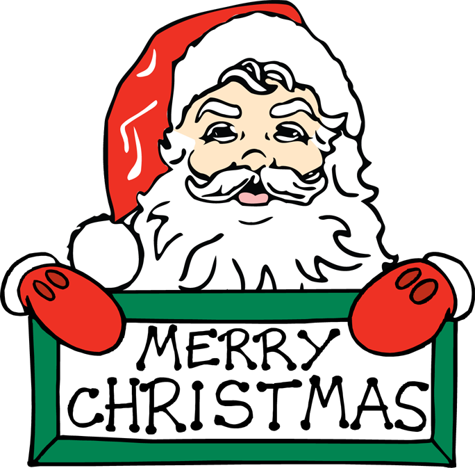 Santa Clipart Merry Christmas - Transparent Merry Christmas Sign (684x673), Png Download