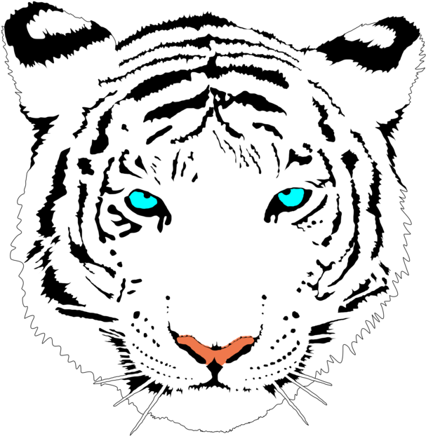 Large Cute Png Bclipart White Free Images - Black And White Tiger Png (700x700), Png Download