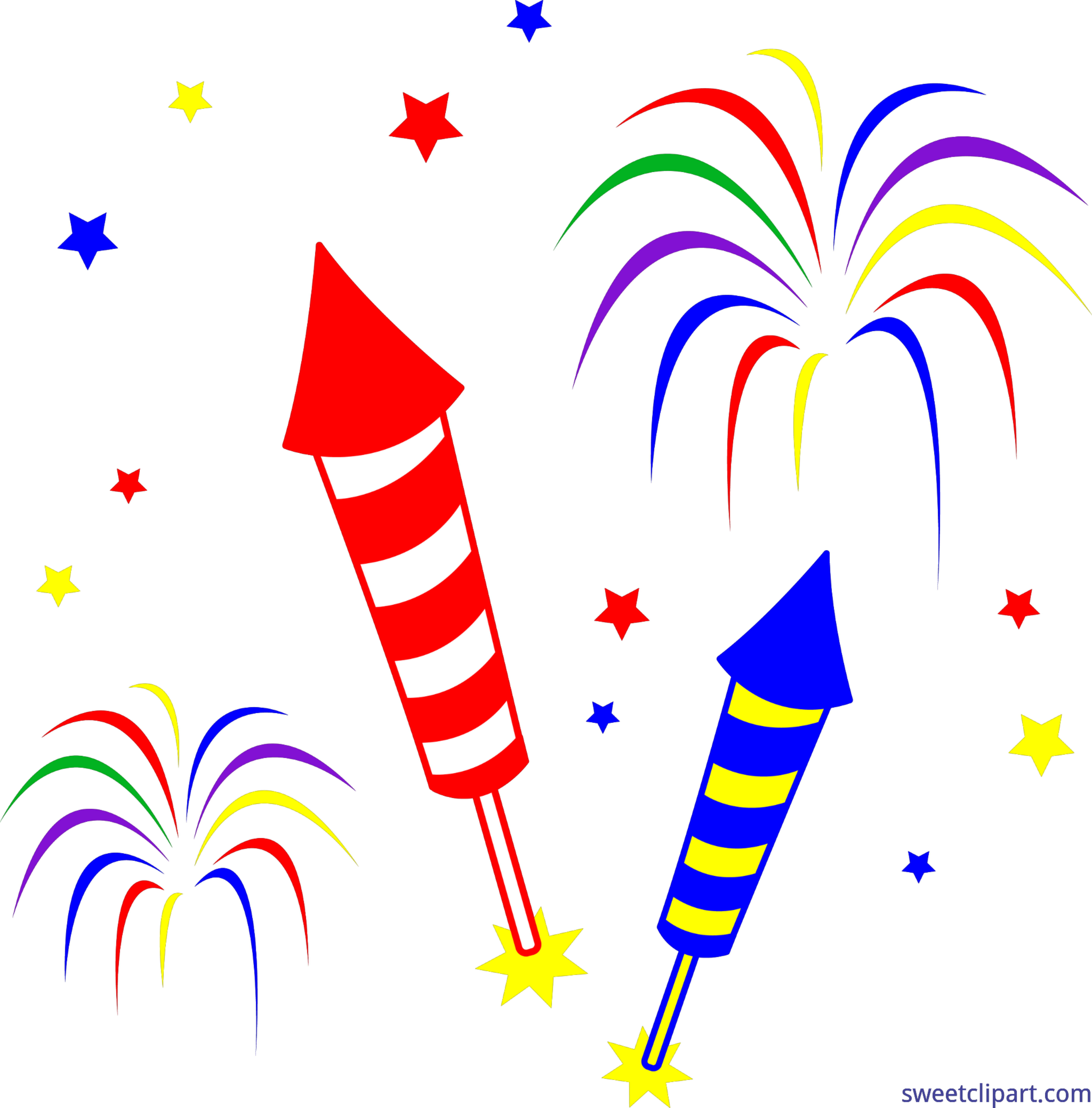 Transparent Library Fireworks Rockets Clip Art Sweet (7358x7466), Png Download