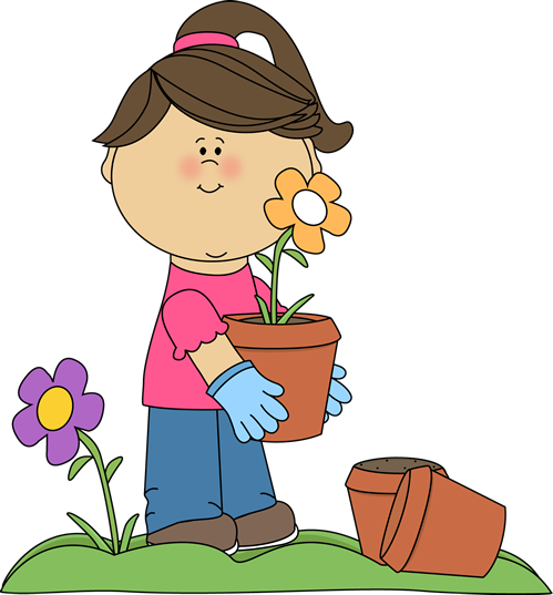 Girl Flowers Choose The Right Pinterest - Planting A Flower Clipart (499x537), Png Download