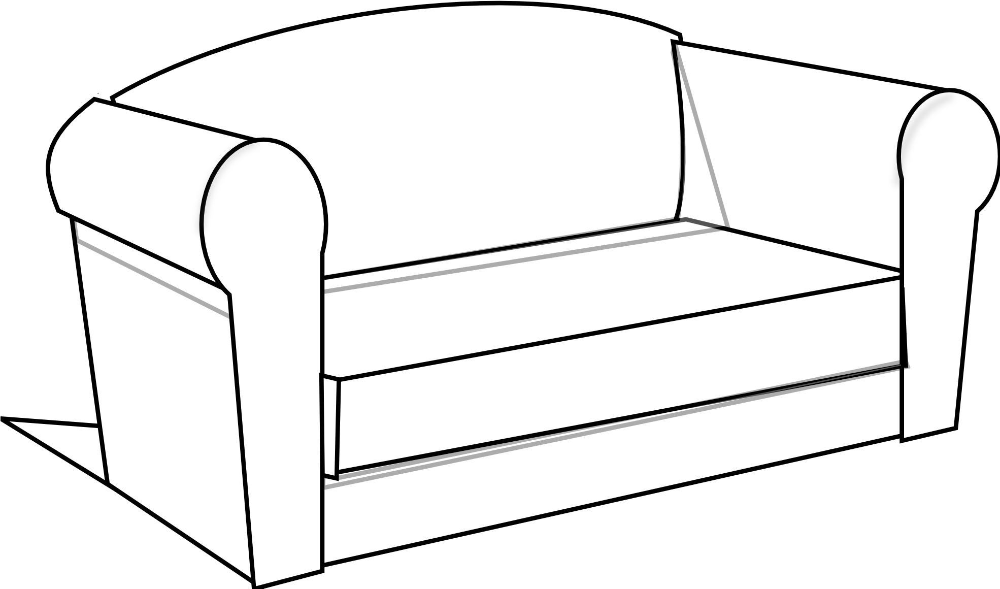 Couch Vector Black And White - Couch Black And White (1024x607), Png Download