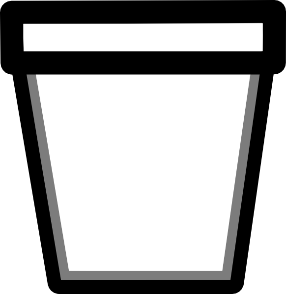 Plant Pot Black And White (582x598), Png Download