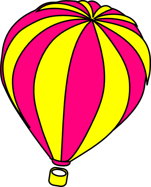 Hot Air Basket Panda Free Images Cutehotairballoondrawing - Pink And Yellow Hot Air Balloon (486x599), Png Download
