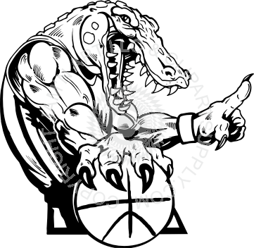 Gator Palming Basketball - Gator With A Basketball (361x352), Png Download
