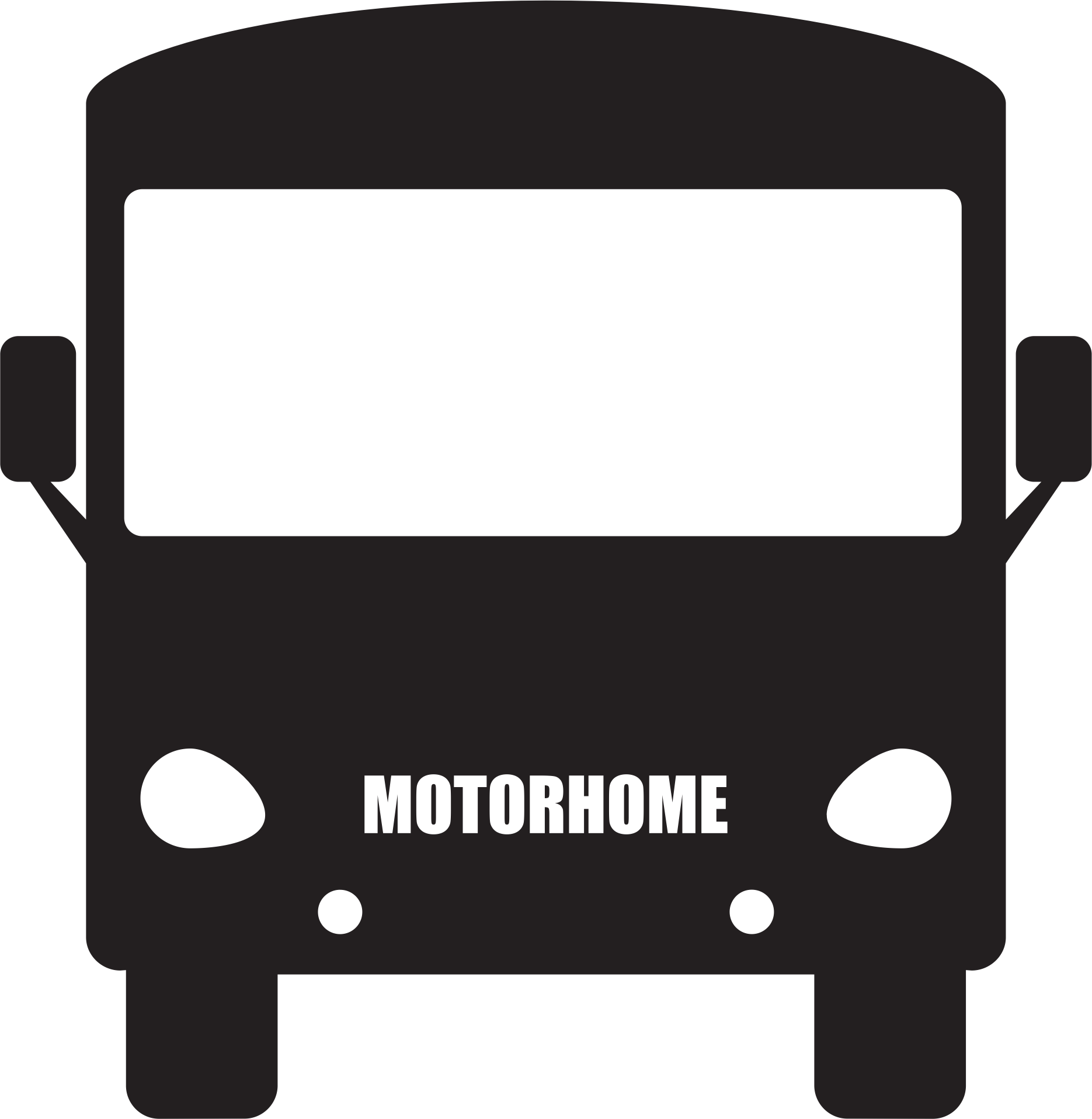 Bus Clipart Silhouette - Motorhome Silhouette (1870x1915), Png Download
