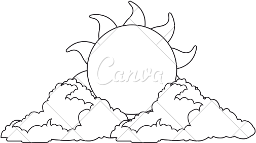 Vector Black And White Stock And Clouds At Getdrawings - Sun And Clouds Drawing (550x550), Png Download