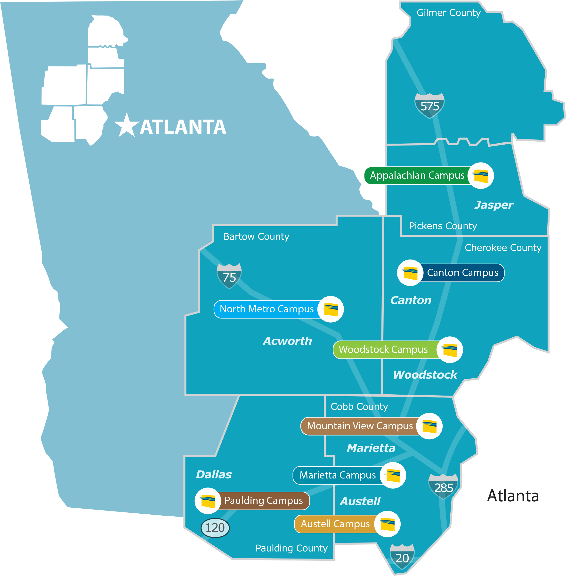 Here Is An Area Map Of All Campus Locations - Map (2406x2401), Png Download