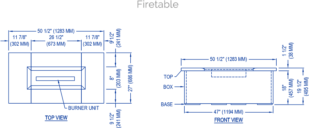 22 Nov Solus Firetable Technical Drawing - Drawing (1000x450), Png Download