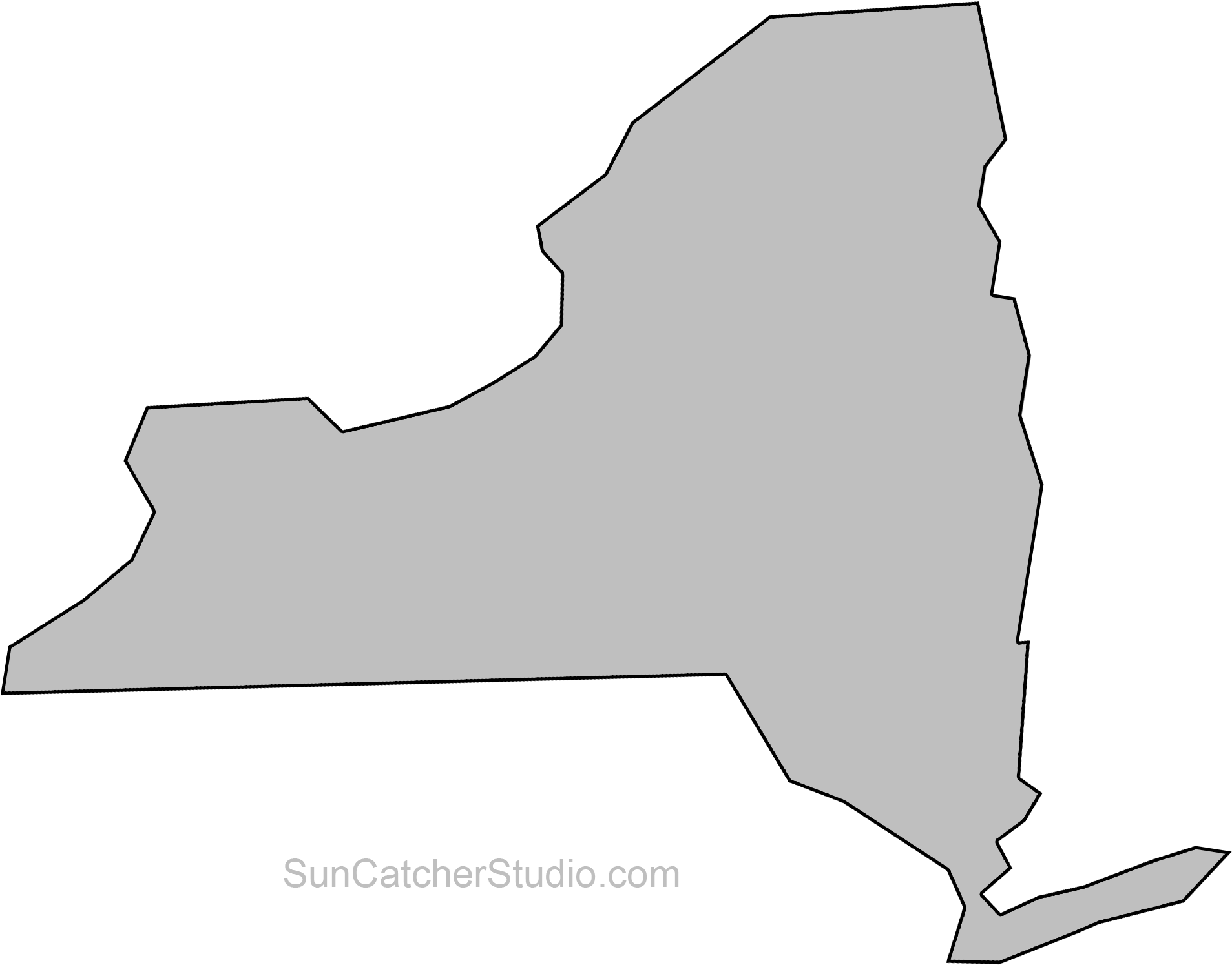 New York Map Outline Png Shape State Stencil Clip Art - Shape Of New York State (1930x1554), Png Download