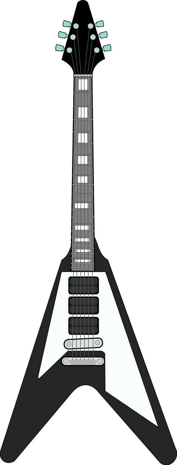 Psonst Guitar Pick Clip Art Black And White Images - Gibson Flying V Png (600x1577), Png Download