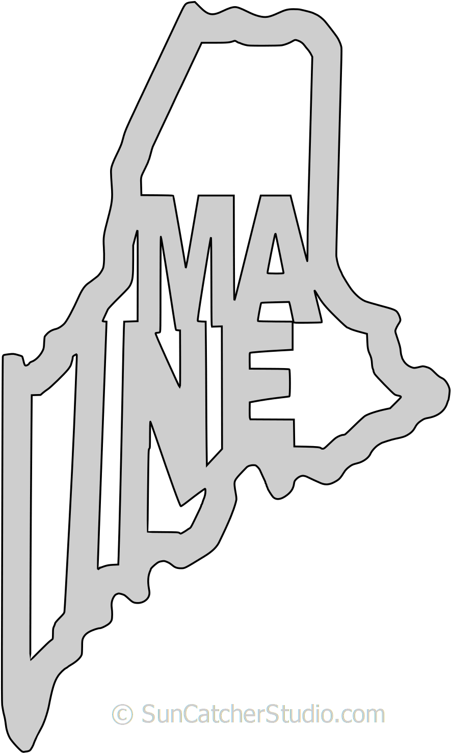 Maine Map Shape Text, Outline Scalable Vector Graphic - Scalable Vector Graphics (907x1500), Png Download