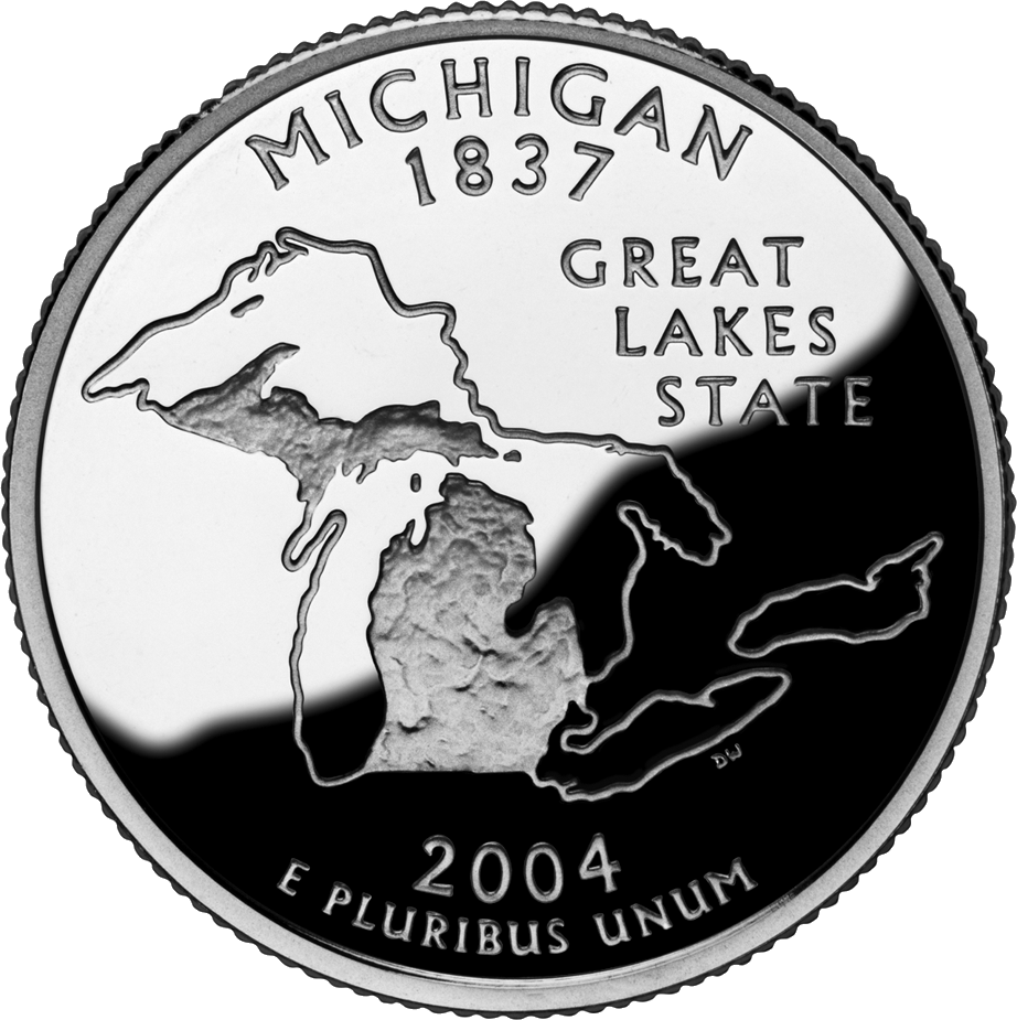 State Quarters List - Michigan State Quarter (922x925), Png Download