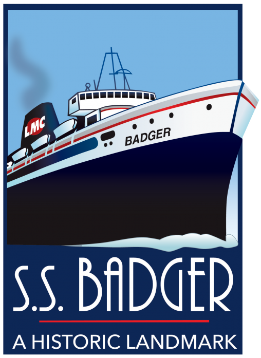 Lake Michigan Carferry Service - Ss Badger Logo (593x700), Png Download