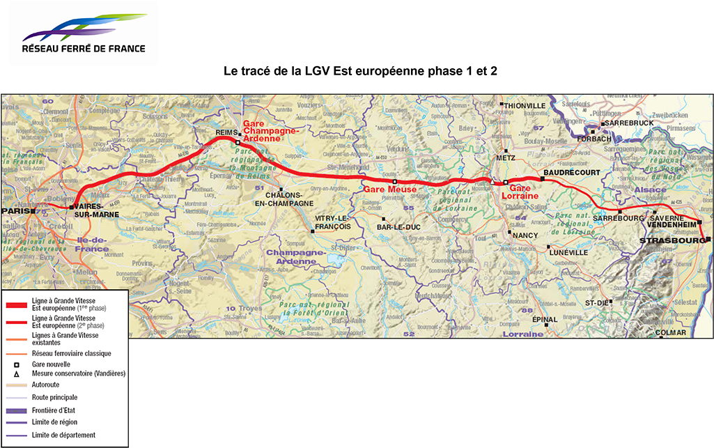 Lgv Est Phase 2 Opening Completes Paris Strasbourg - Tgv Est Route Map (1024x768), Png Download
