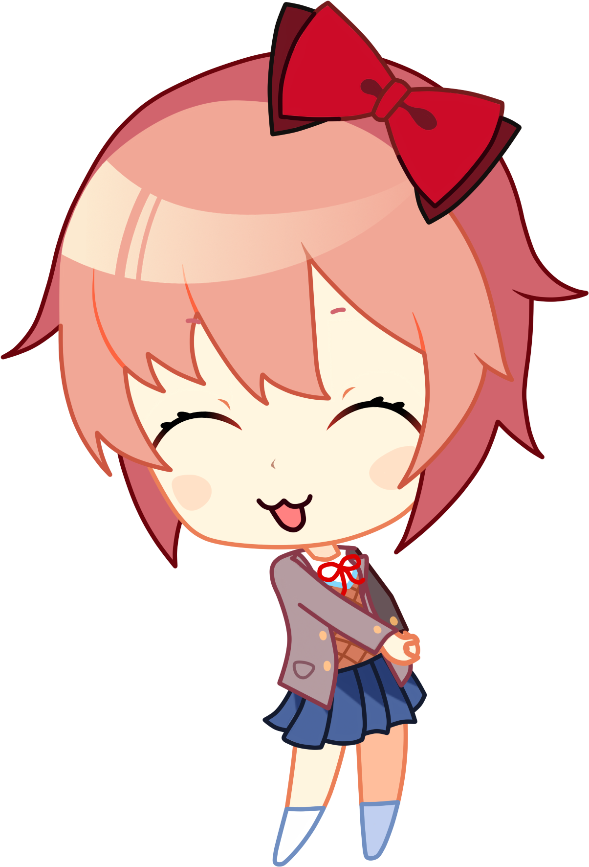 Delighted Cinnamon Bun Chibi - Doki Doki Literature Club Chibi Sayori (1844x1844), Png Download