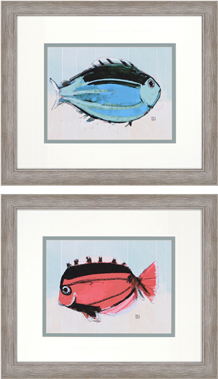 School Of Fish I Pk/2 - Paragon School Of Fish I 2 Piece Framed Wall Art Set (550x550), Png Download